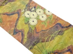 流水に菊模様織出し名古屋帯